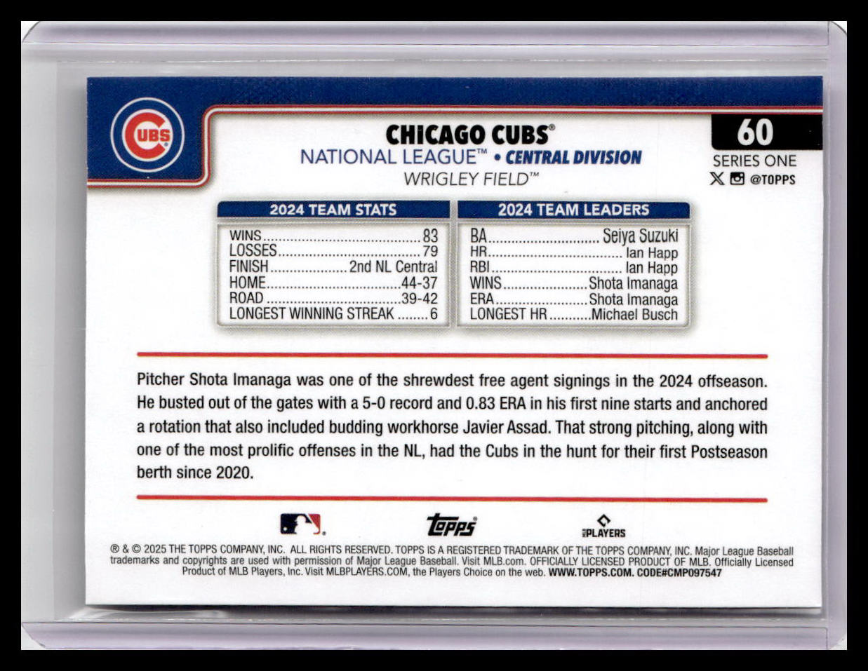 2025 Topps #60 Chicago Cubs