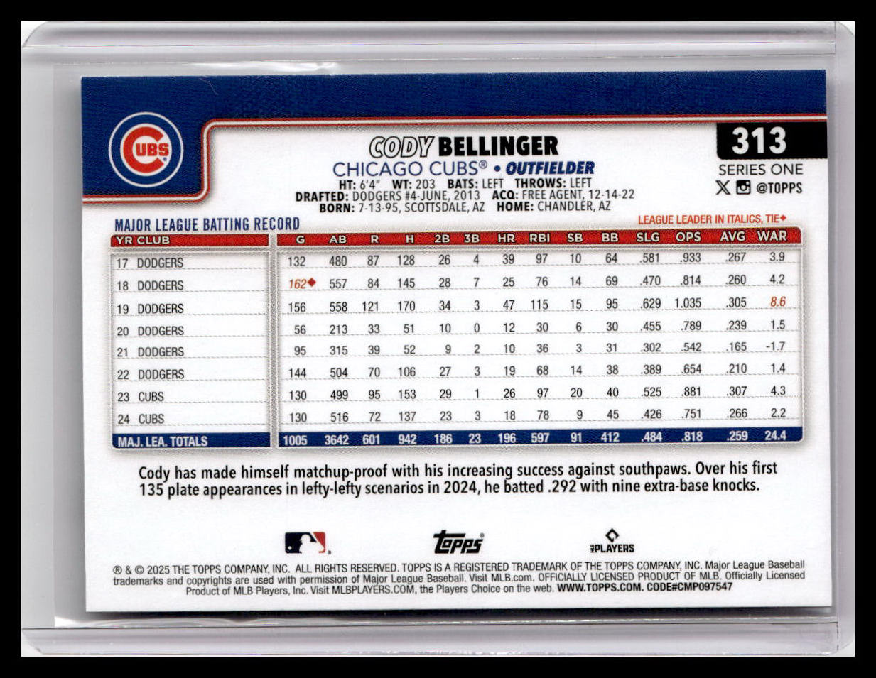 2025 Topps #313 Cody Bellinger