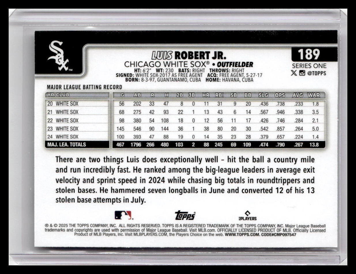 2025 Topps #189 Luis Robert Jr.