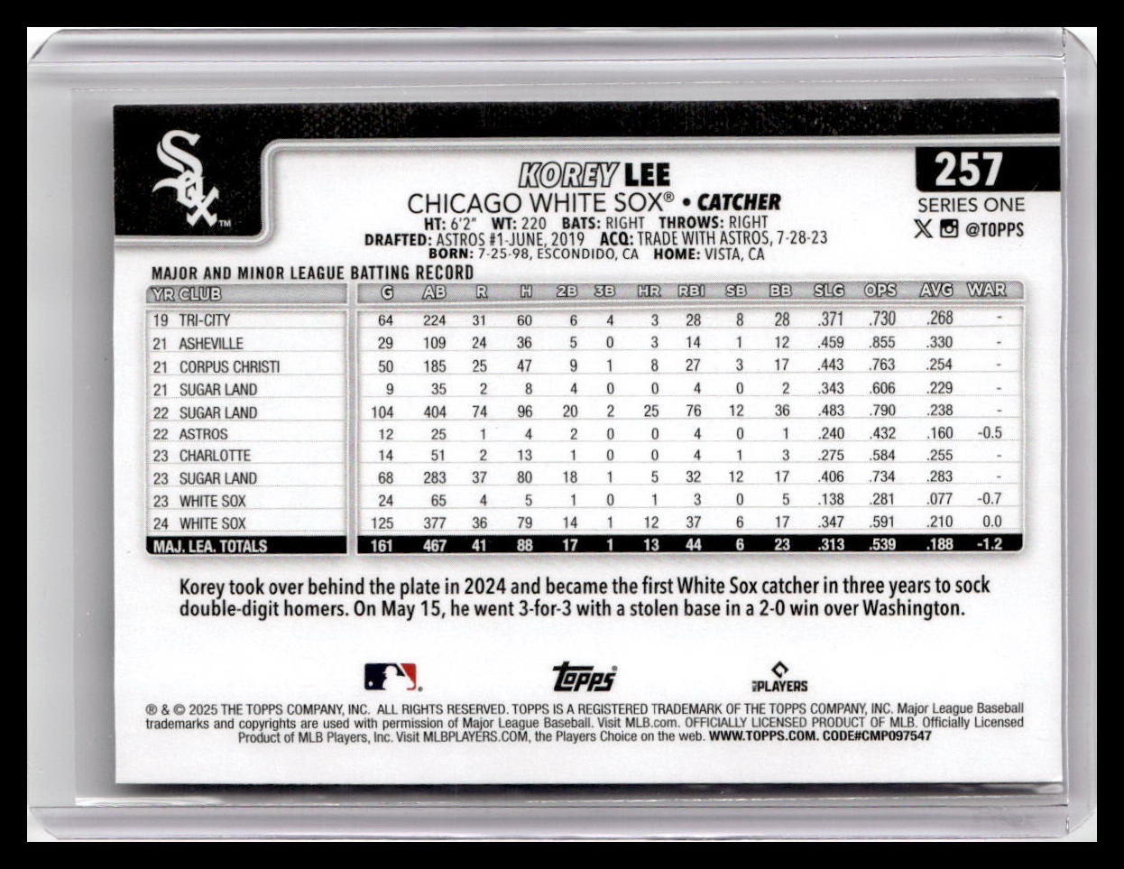 2025 Topps #257 Korey Lee