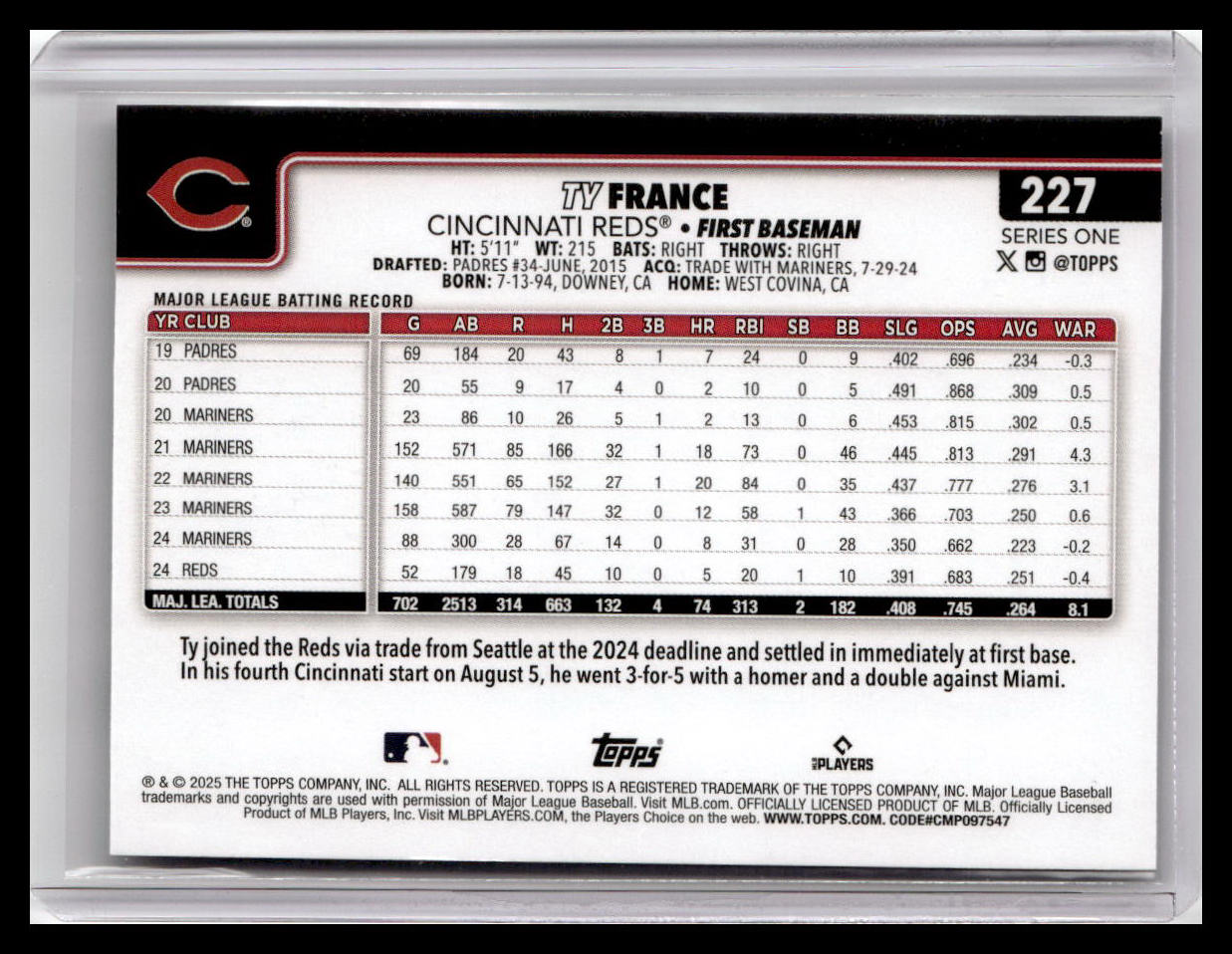 2025 Topps #227 Ty France