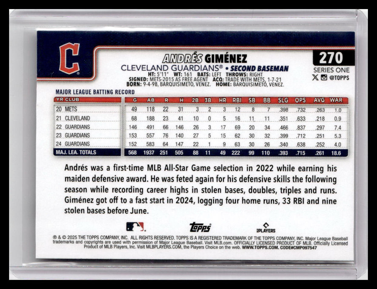 2025 Topps #270 Andrés Giménez