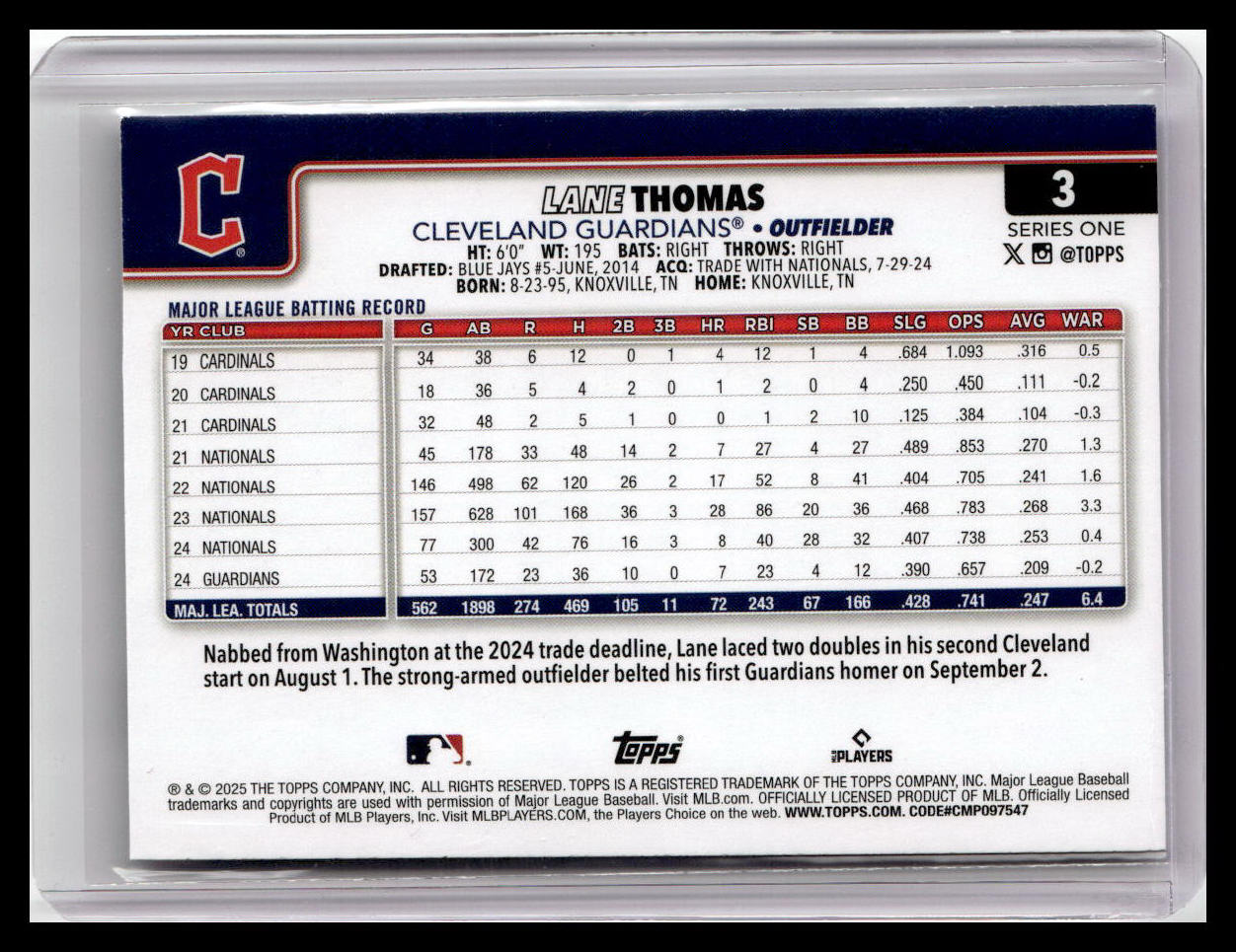 2025 Topps #3 Lane Thomas