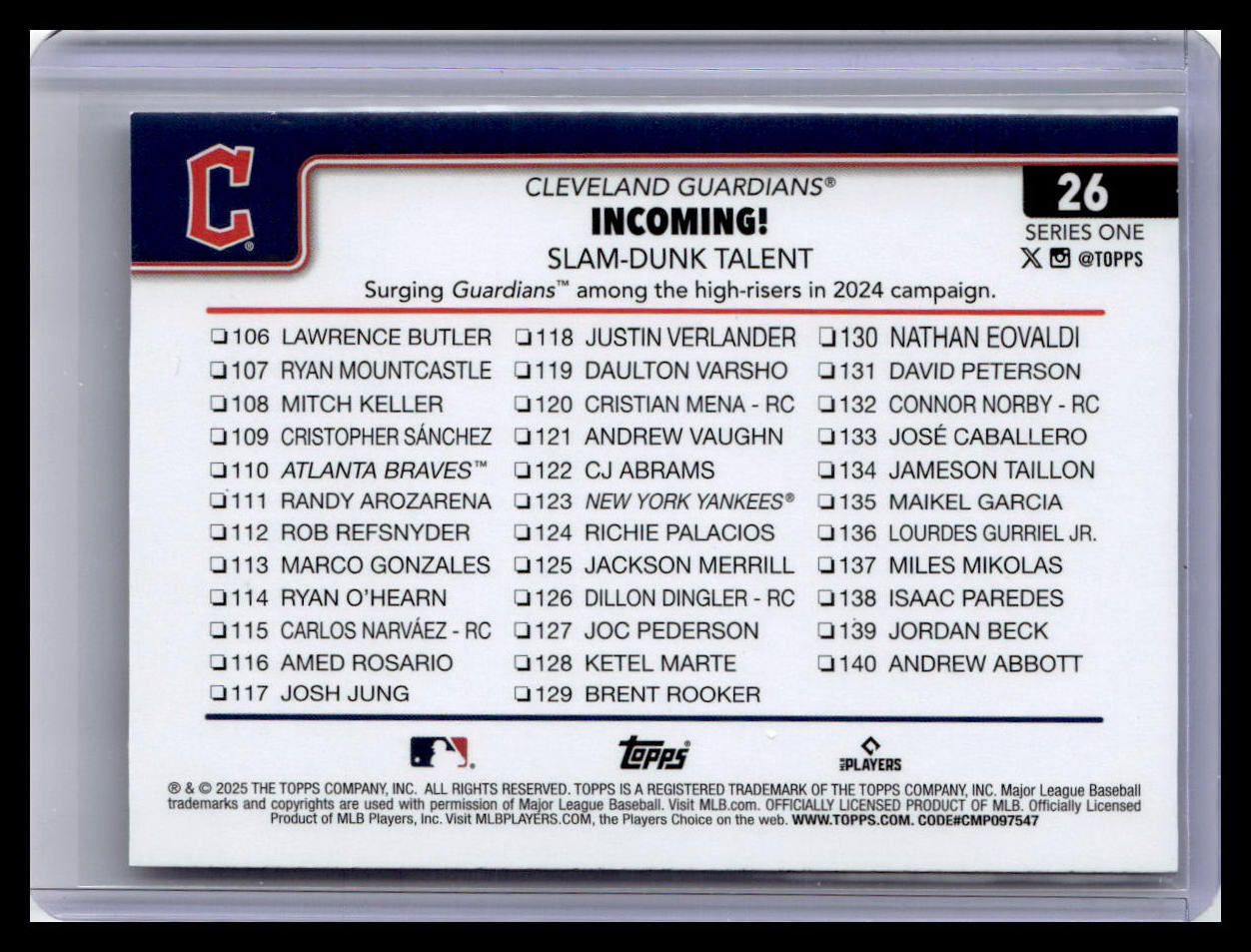 2025 Topps #26 Incoming! Slam-Dunk Talent