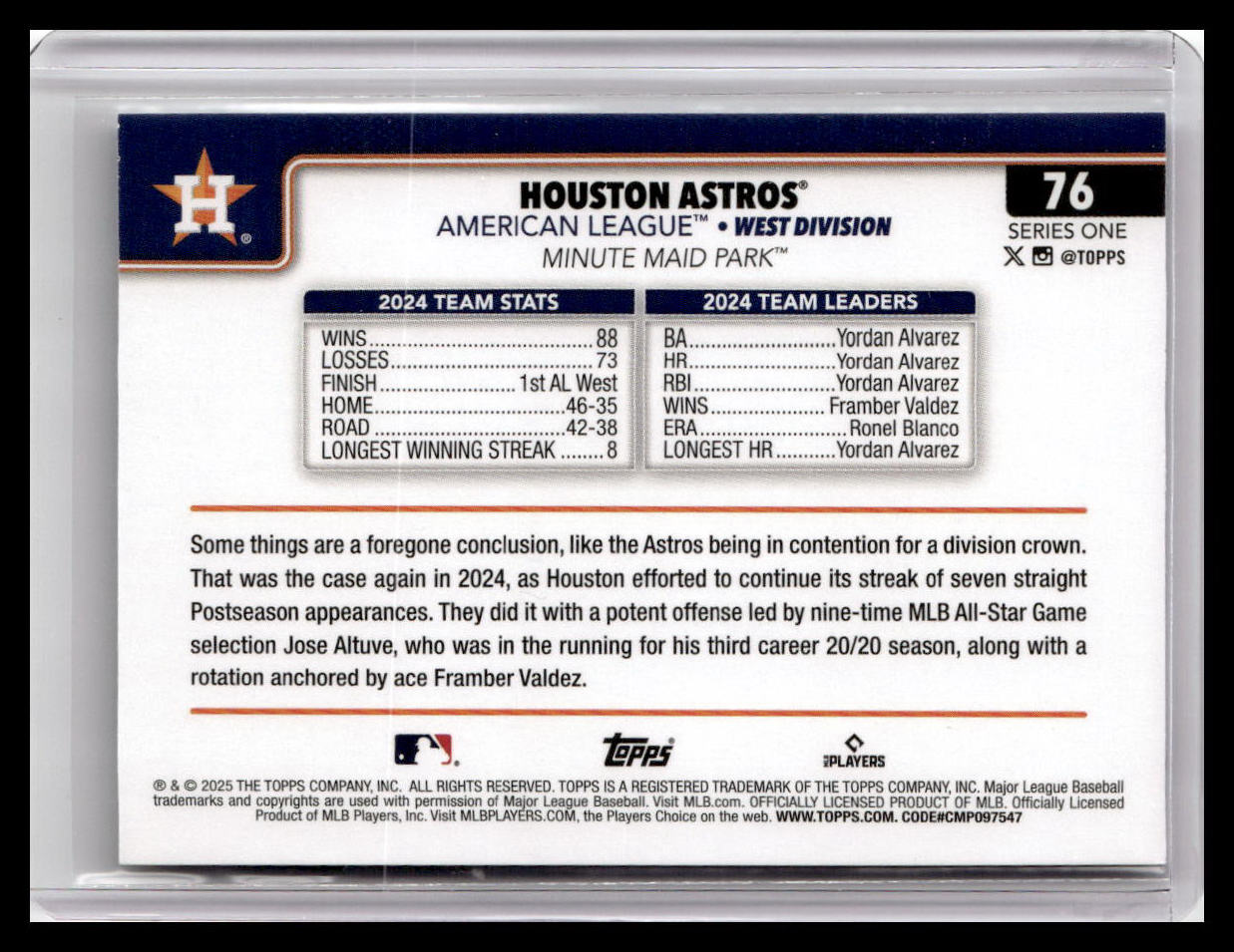 2025 Topps #76 Houston Astros