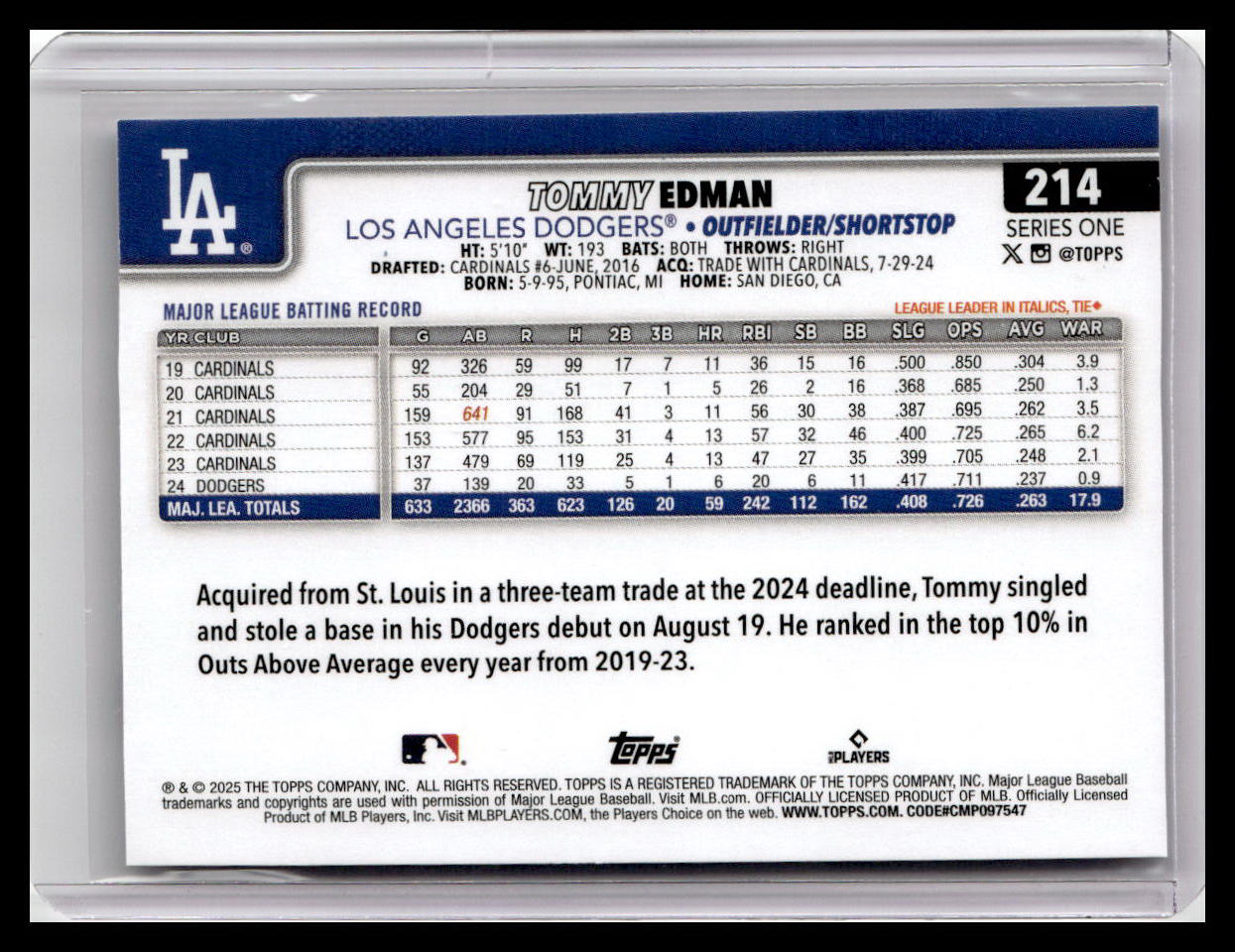 2025 Topps #214 Tommy Edman