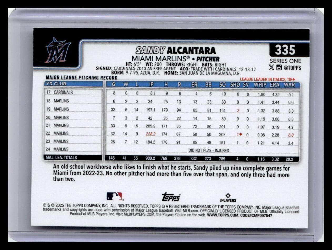 2025 Topps #335 Sandy Alcantara