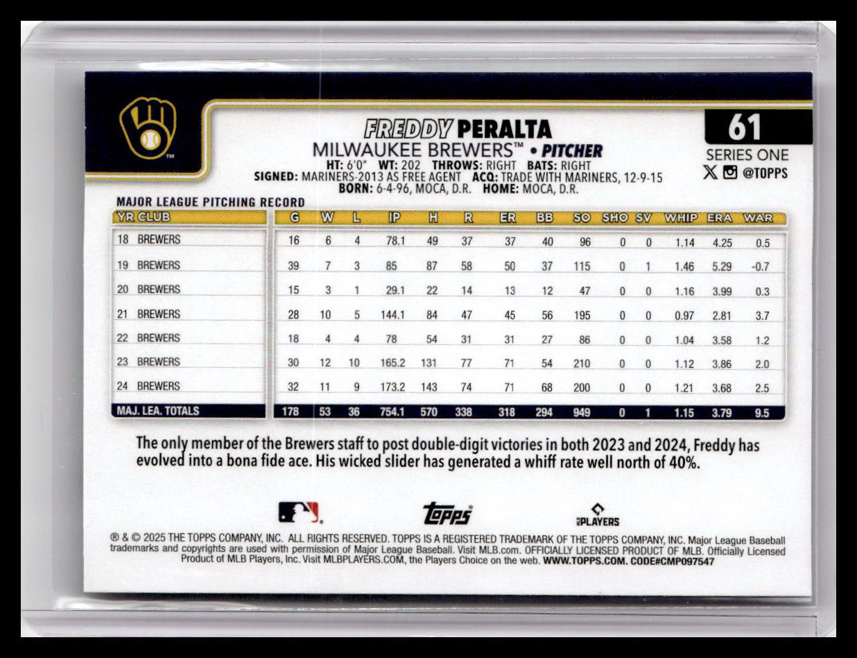 2025 Topps #61 Freddy Peralta
