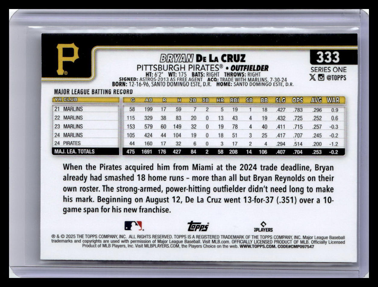 2025 Topps #333 Bryan De La Cruz