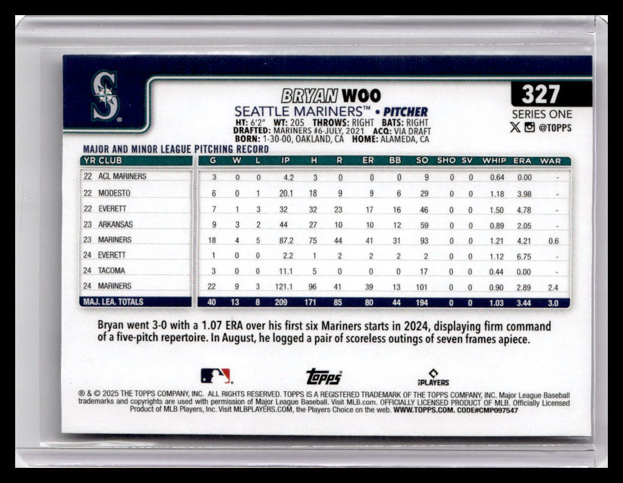 2025 Topps #327 Bryan Woo
