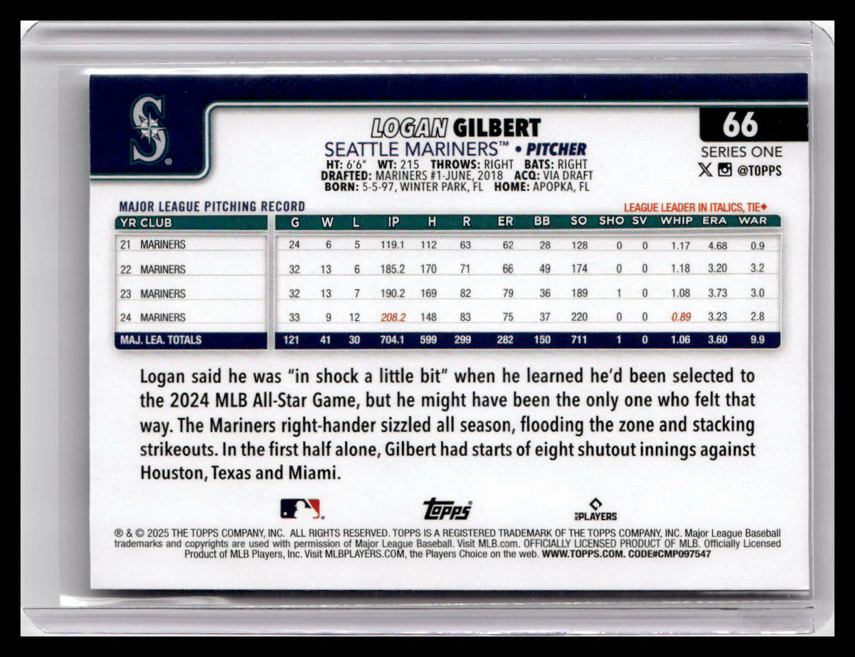 2025 Topps #66 Logan Gilbert
