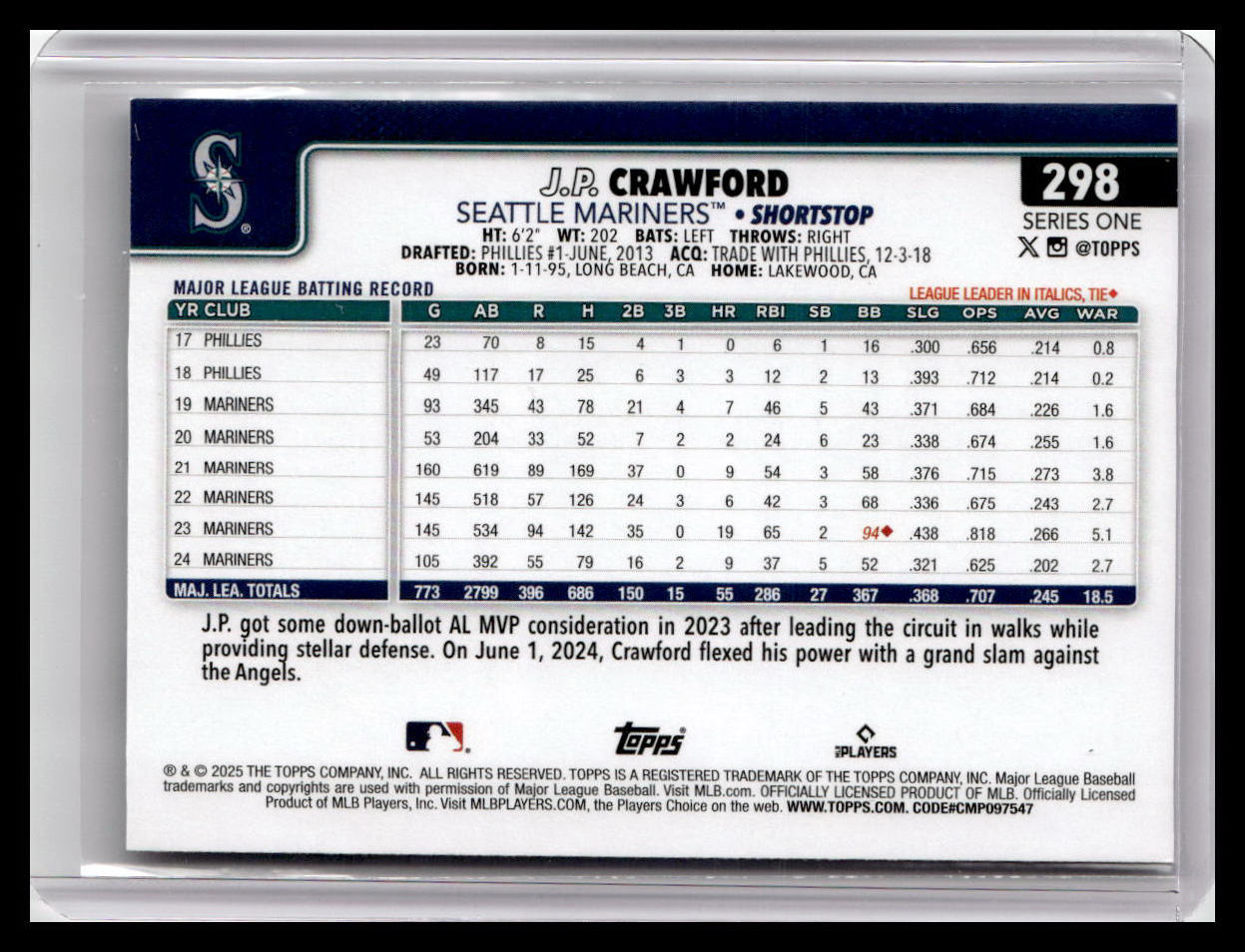 2025 Topps #298 J.P. Crawford