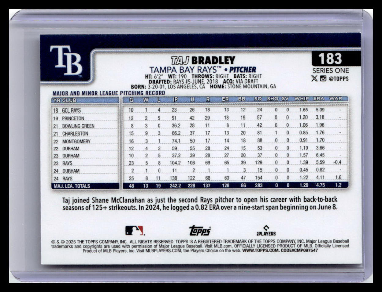 2025 Topps #183 Taj Bradley
