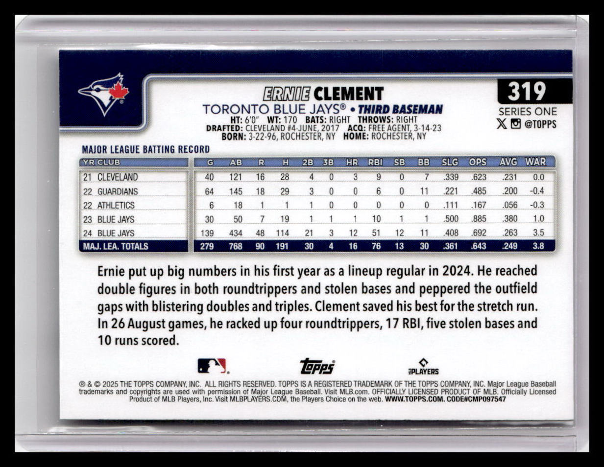 2025 Topps #319 Ernie Clement