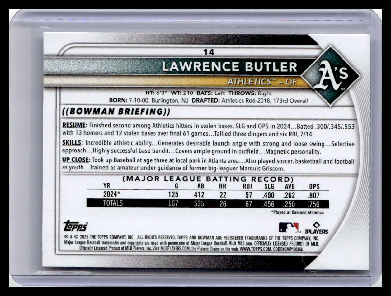 2025 Bowman #14 Lawrence Butler