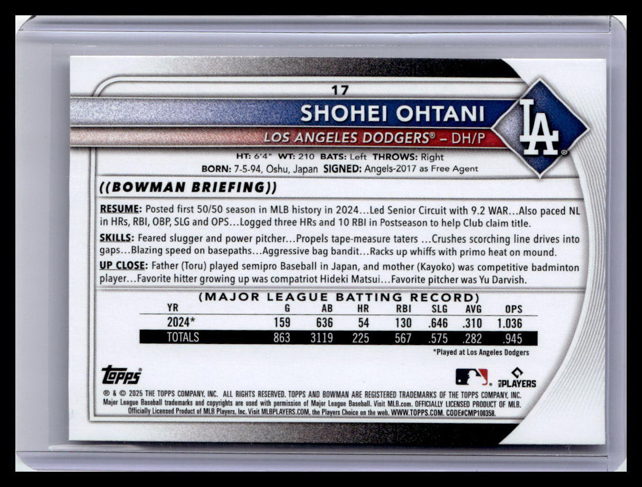2025 Bowman #17 Shohei Ohtani