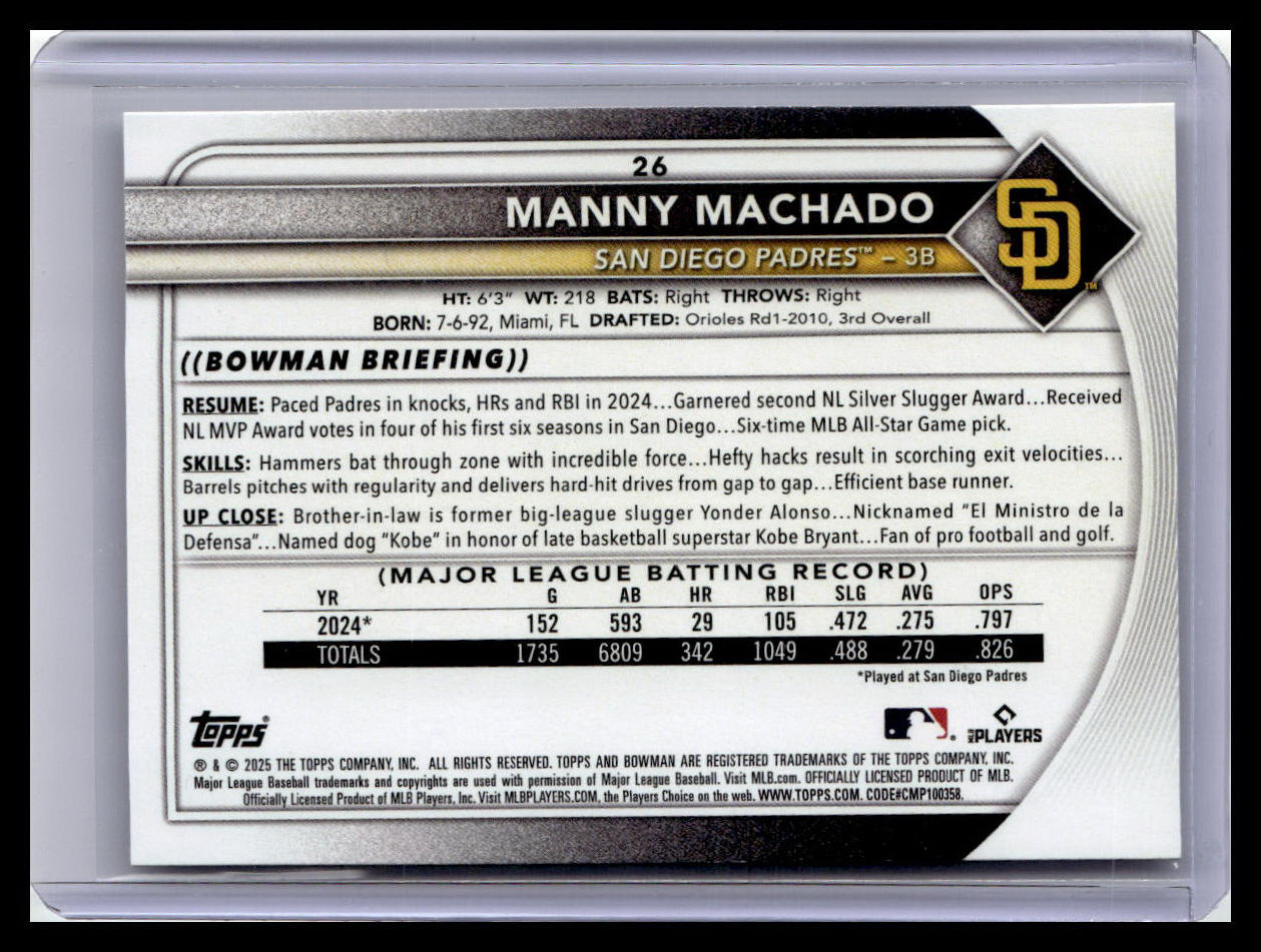 2025 Bowman #26 Manny Machado