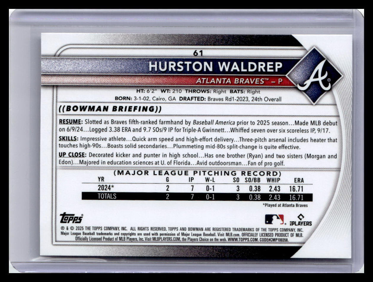 2025 Bowman #61 Hurston Waldrep