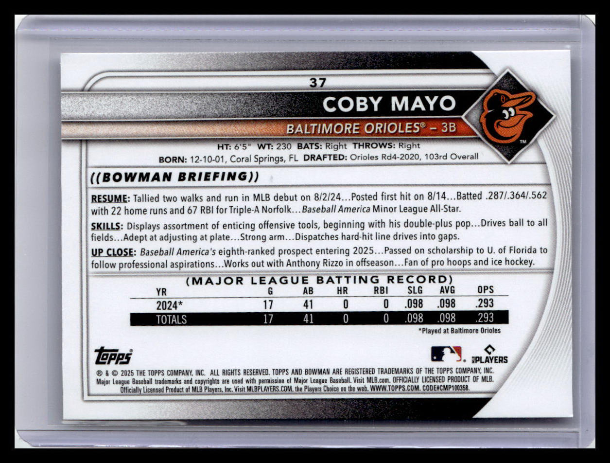 2025 Bowman #37 Coby Mayo