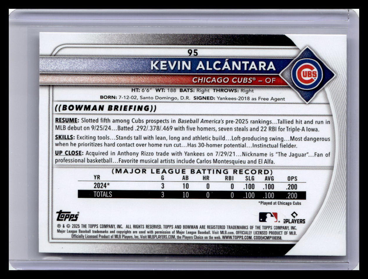 2025 Bowman #95 Kevin Alcántara