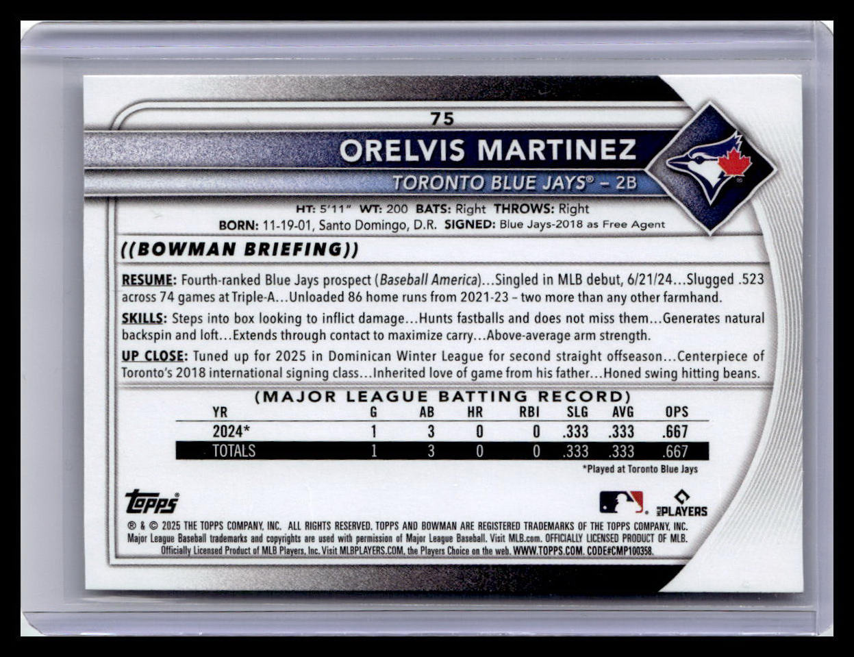 2025 Bowman #75 Orelvis Martinez