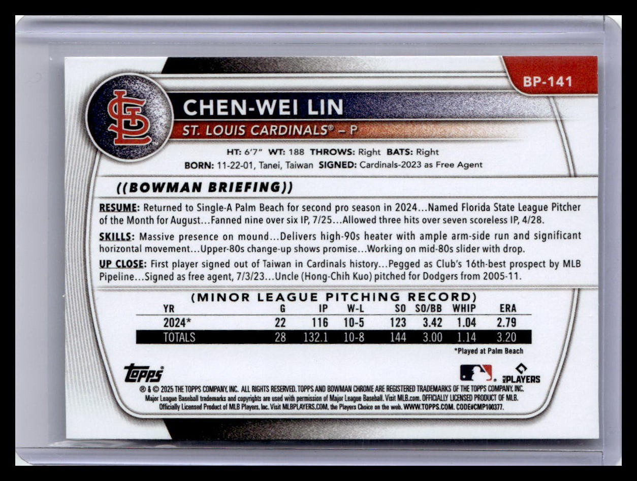 2025 Bowman #BP-141 Chen-Wei Lin Prospects