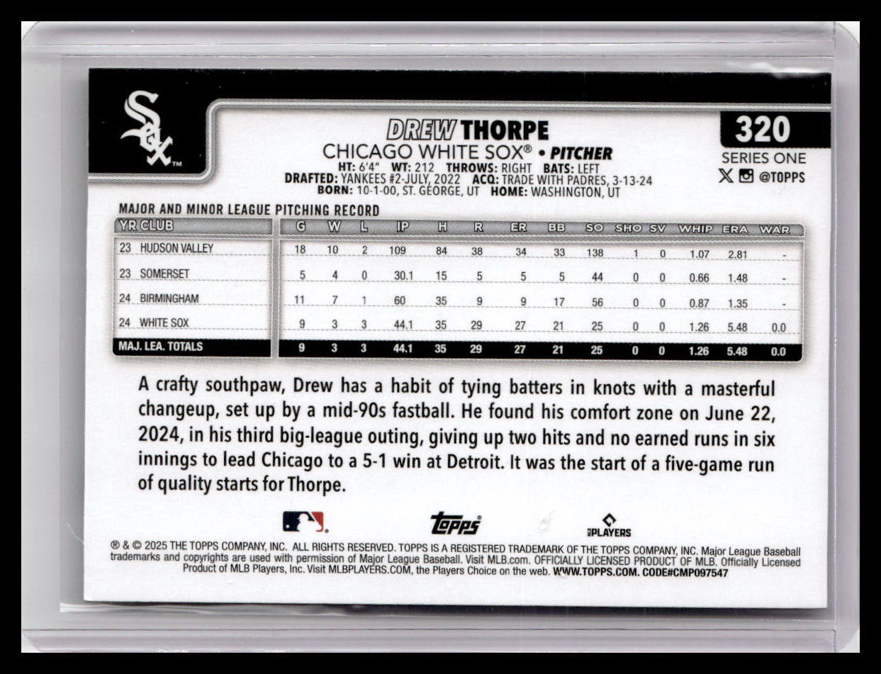2025 Topps #320 Drew Thorpe