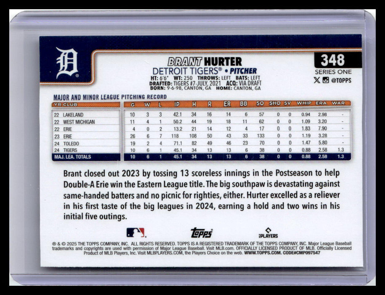 2025 Topps #348 Brant Hurter