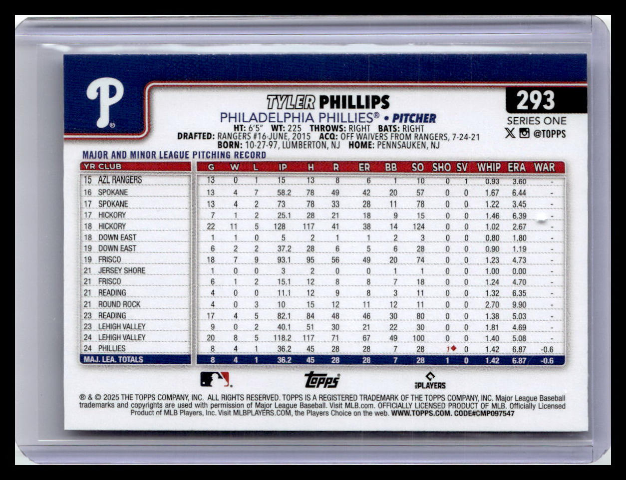 2025 Topps #293 Tyler Phillips