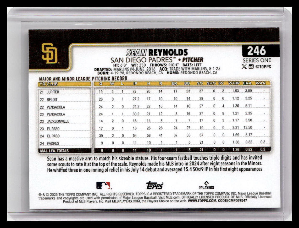 2025 Topps #246 Sean Reynolds