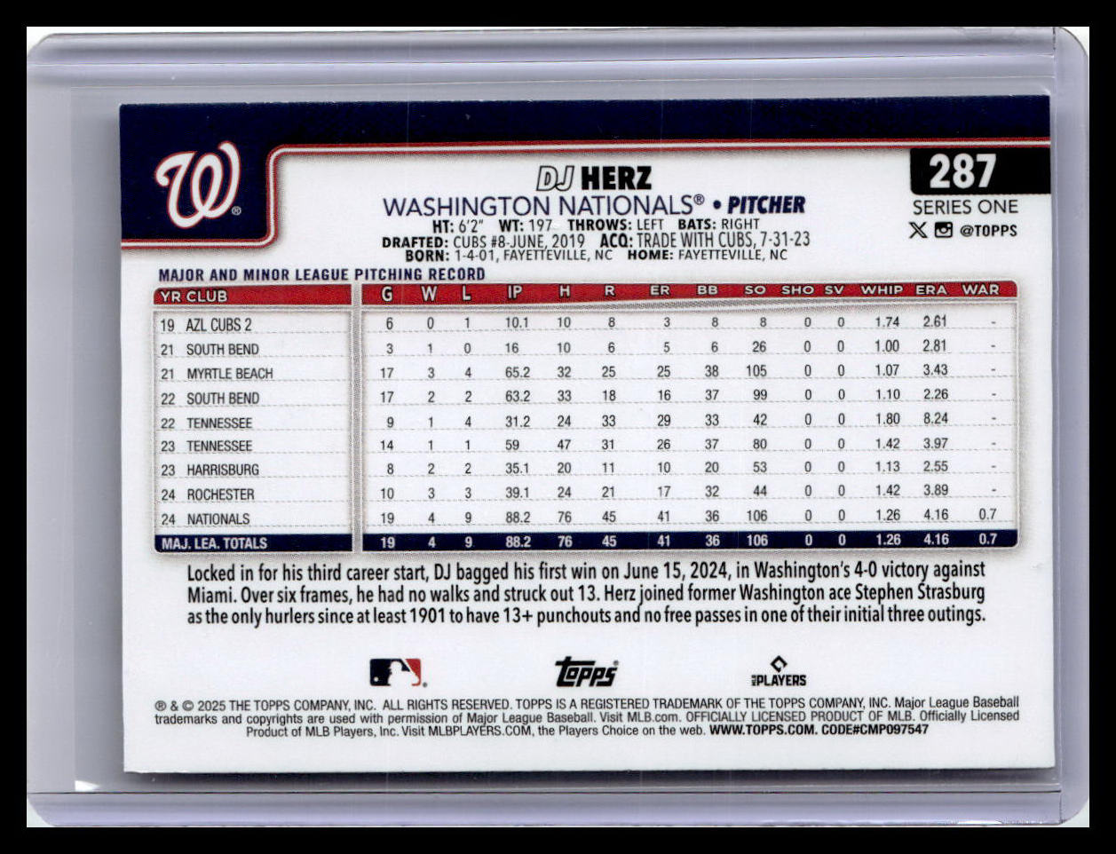 2025 Topps #287 DJ Herz