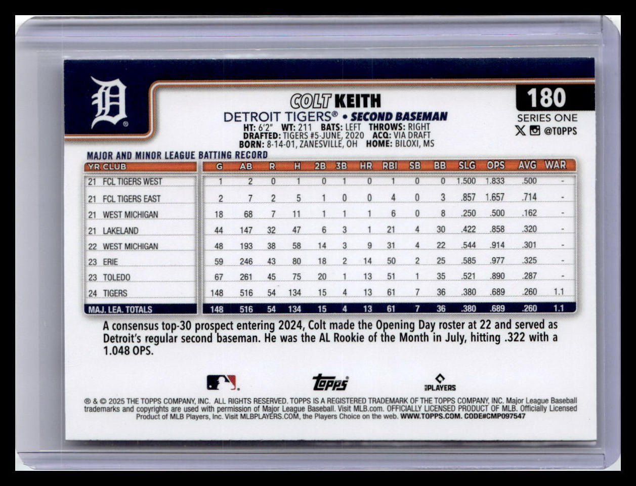 2025 Topps #180 Colt Keith