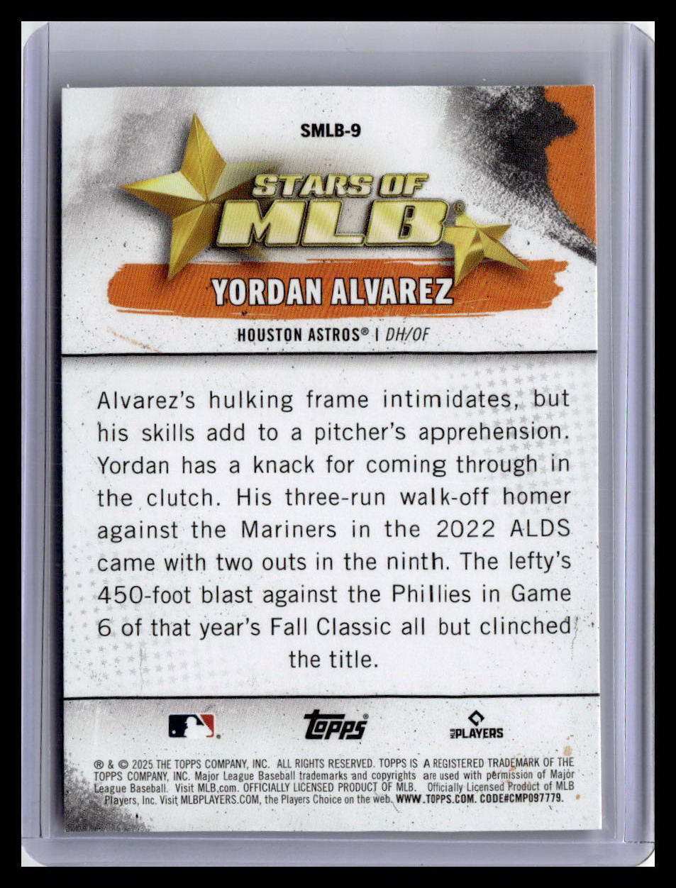 2025 Topps #SMLB-9 Yordan Alvarez Stars of MLB