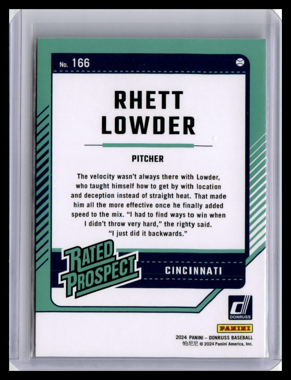 2024 Donruss #166 Rhett Lowder Rated Prospect
