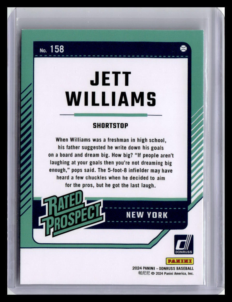 2024 Donruss #158 Jett Williams Rated Prospect