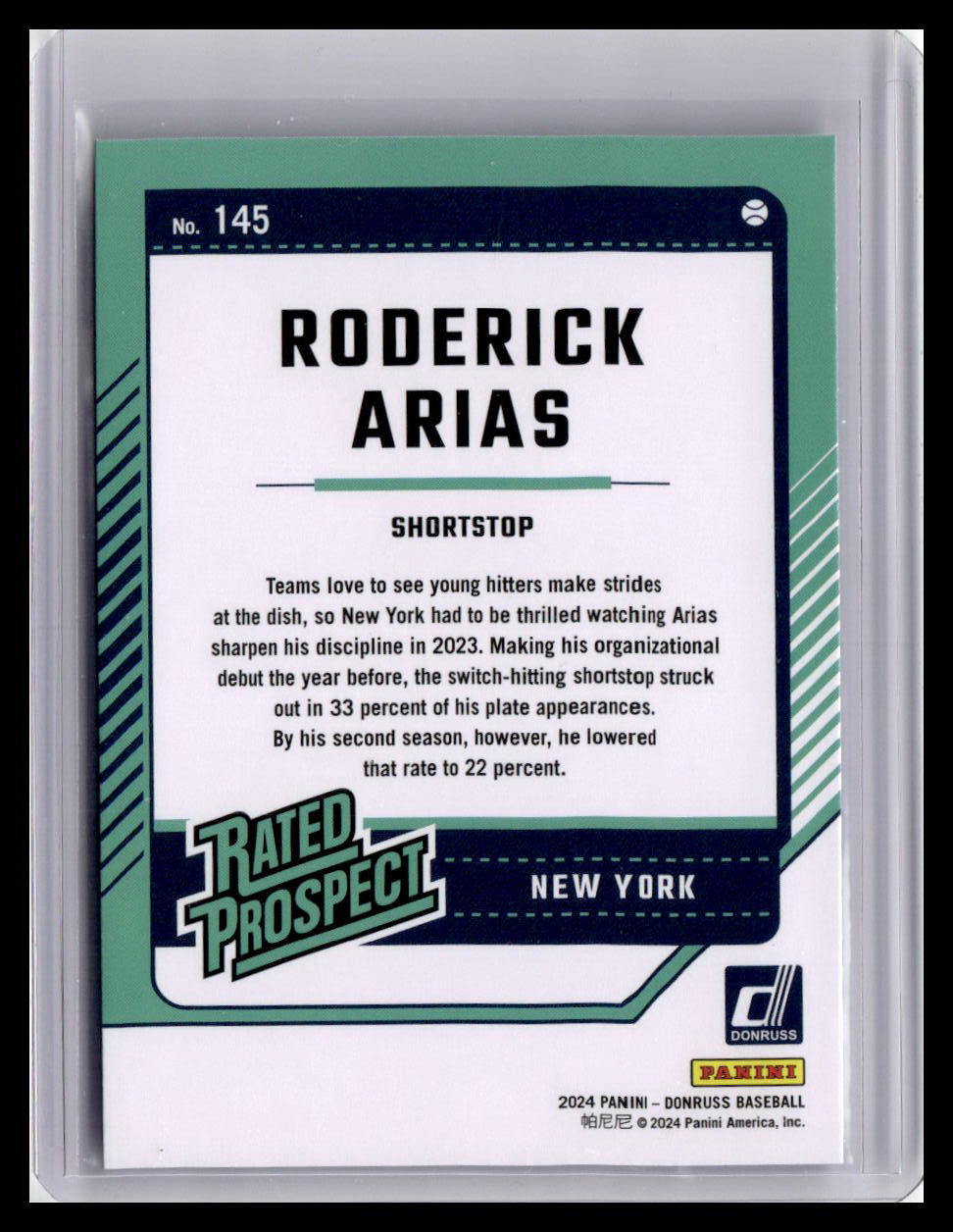 2024 Donruss #145 Roderick Arias Rated Prospect