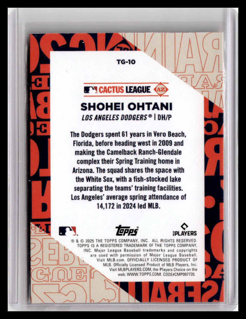 2025 Topps #TG-10 Shohei Ohtani Training Grounds