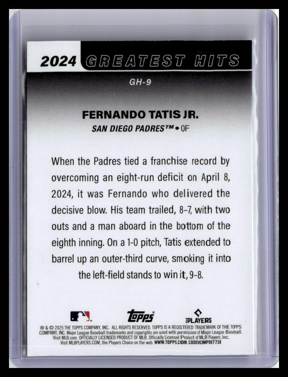 2025 Topps #GH-9 Fernando Tatis Jr. 2024 Greatest Hits