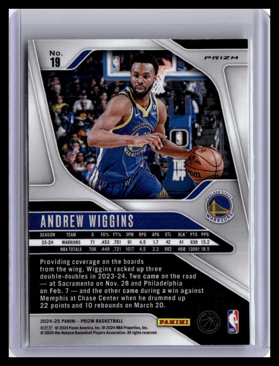 2024-25 Panini Prizm #19 Andrew Wiggins Cracked Ice Prizm