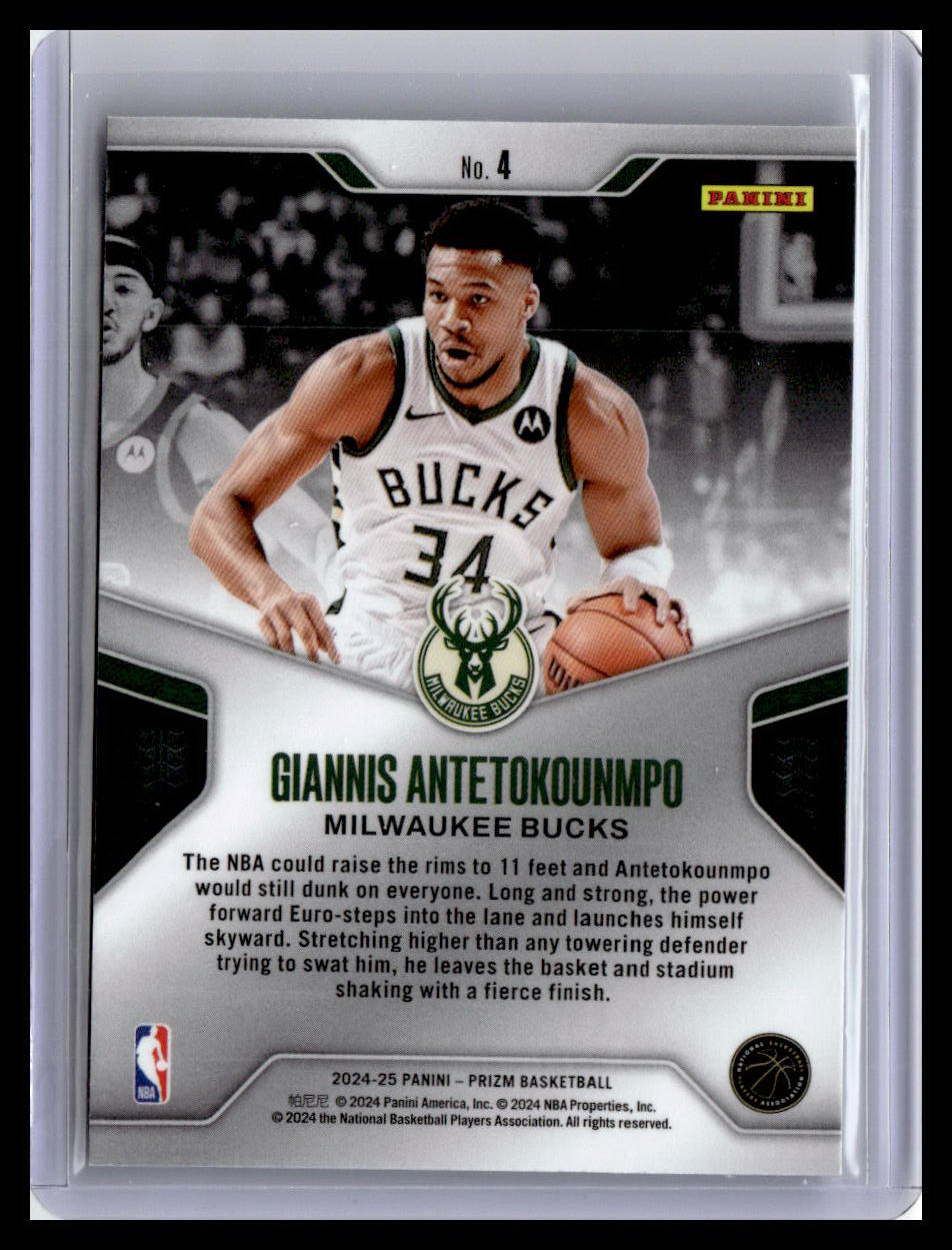 2024-25 Panini Prizm #4 Giannis Antetokounmpo Dominance