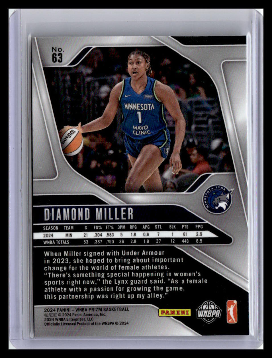 2024 Panini Prizm WNBA #63 Diamond Miller