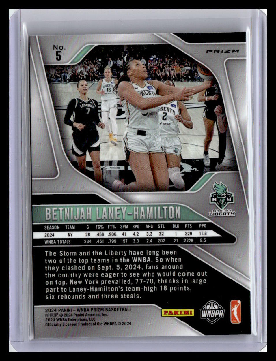 2024 Panini Prizm WNBA #5 Betnijah Laney-Hamilton Ice Prizms