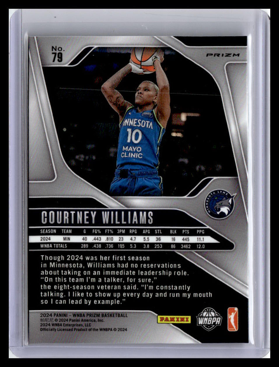 2024 Panini Prizm WNBA #79 Courtney Williams Ice Prizms