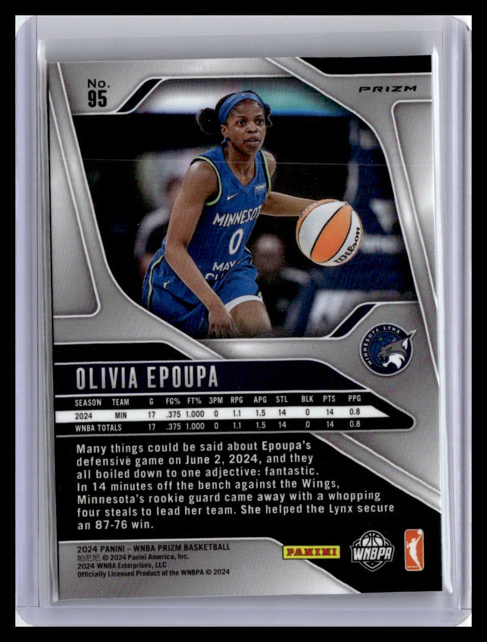 2024 Panini Prizm WNBA #95 Olivia Epoupa (RC) Ice Prizms