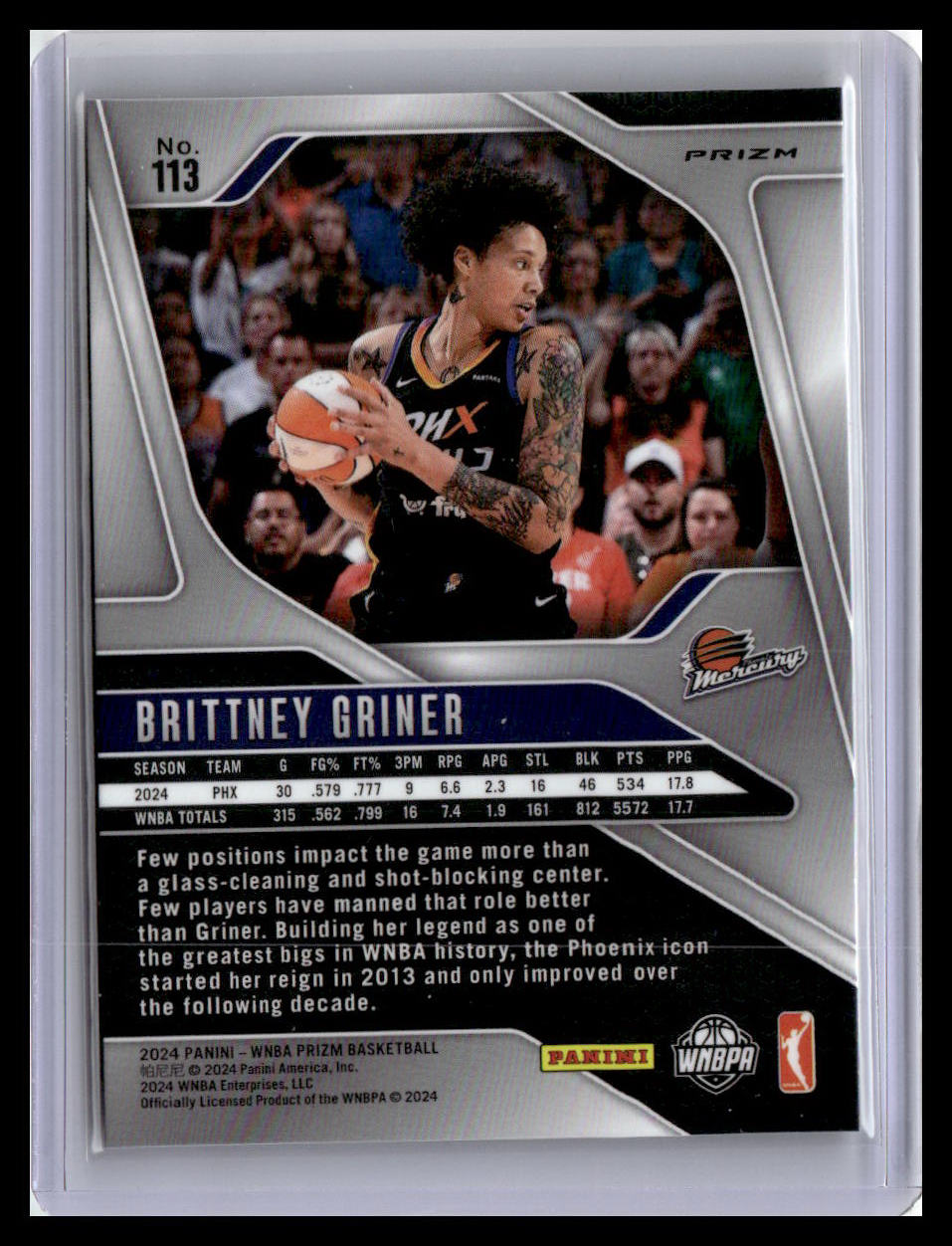 2024 Panini Prizm WNBA #113 Brittney Griner WNBA Logo Prizms