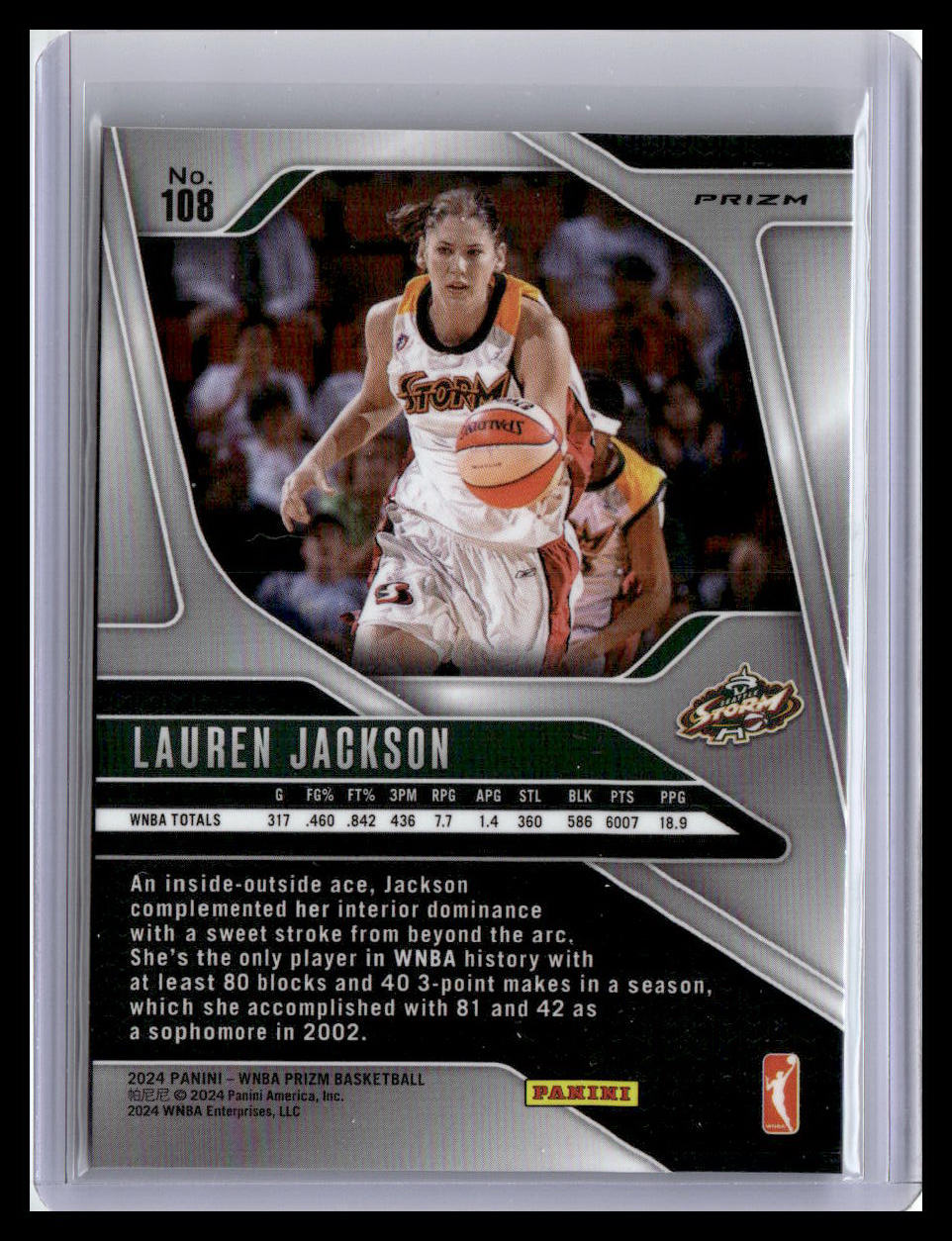 2024 Panini Prizm WNBA #108 Lauren Jackson WNBA Logo Prizms