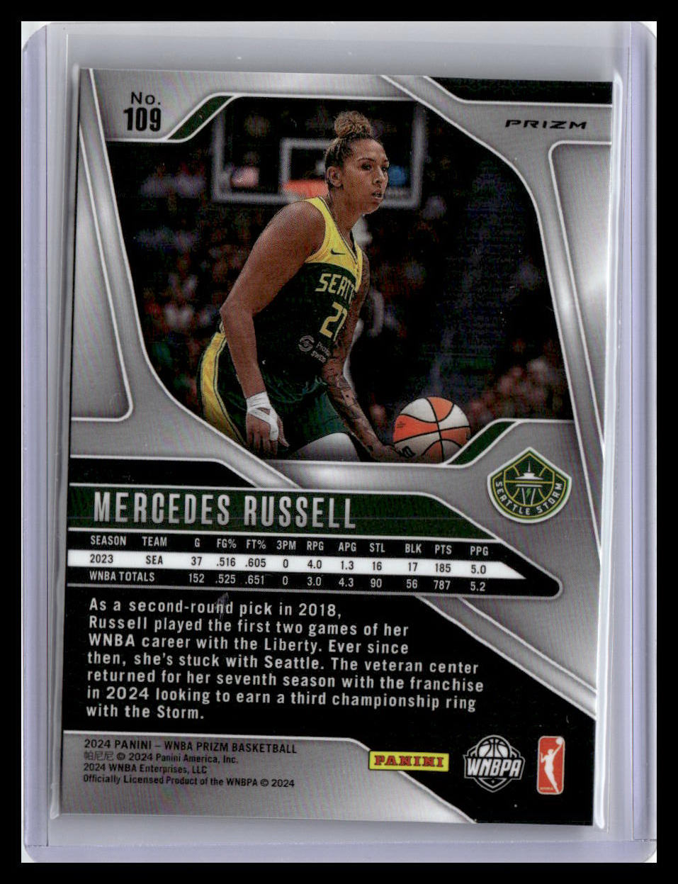 2024 Panini Prizm WNBA #109 Mercedes Russell Green Prizms