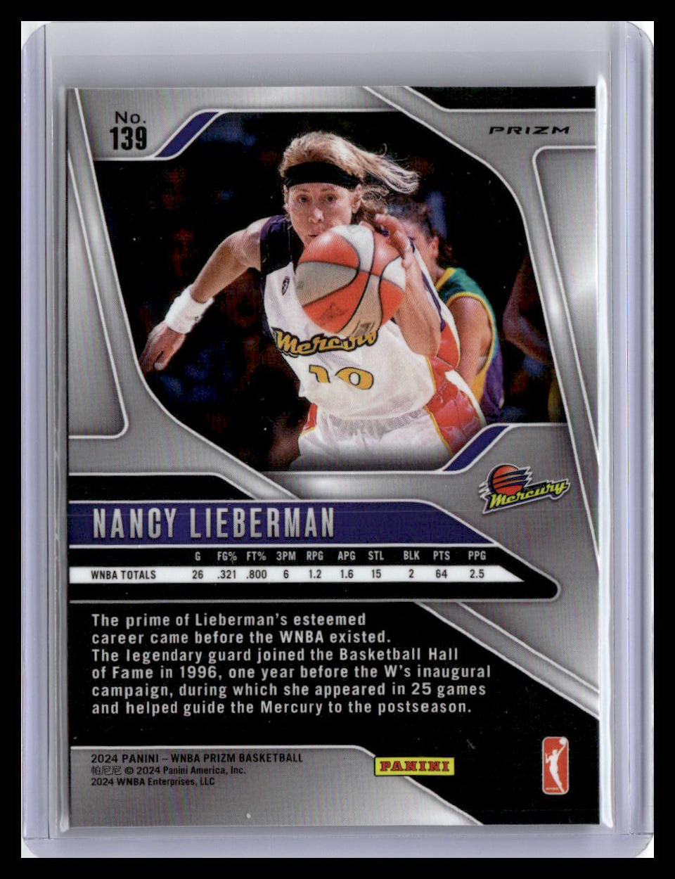 2024 Panini Prizm WNBA #139 Nancy Lieberman Green Prizms