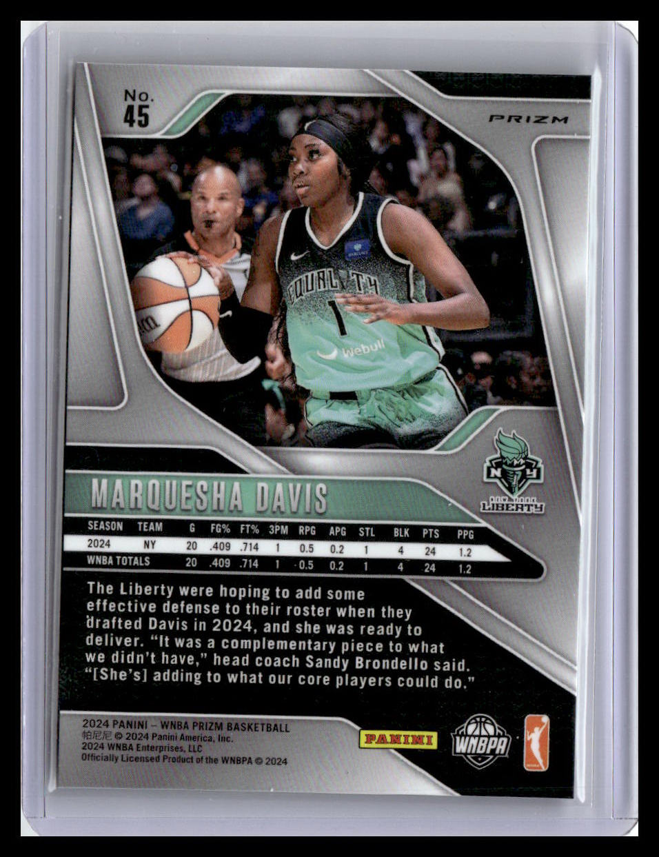 2024 Panini Prizm WNBA #45 Marquesha Davis Green Prizms
