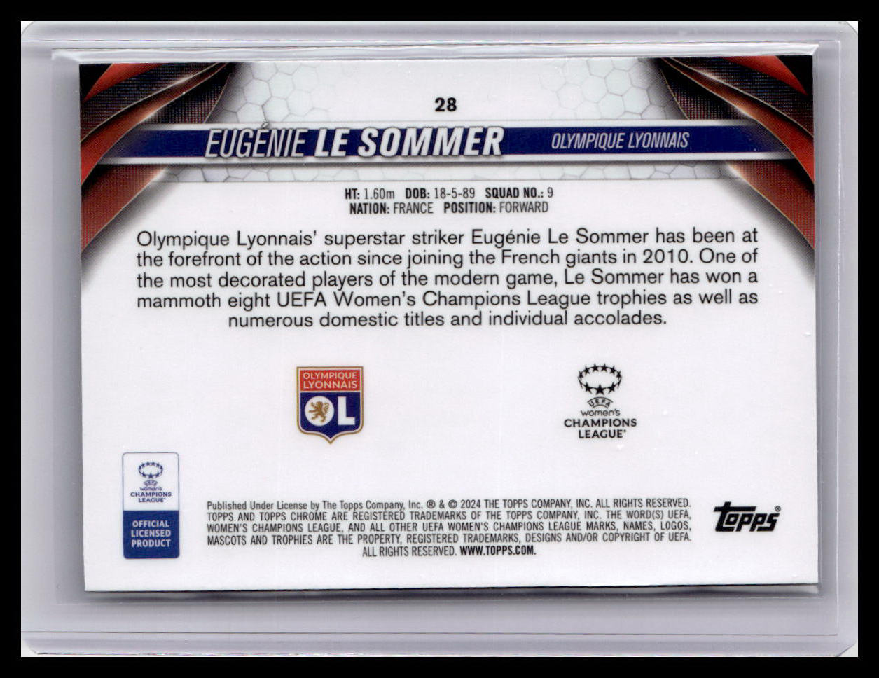 2023-24 Topps Chrome UEFA Women's Champions League #28 Eugénie Le Sommer